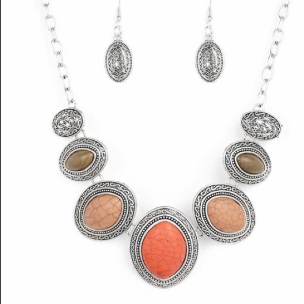 🧡💛💚🤎 ORNATE CRACKED STONE NECKLACE 🧡💛💚🤎